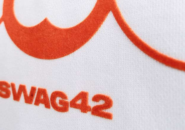 Flock printing for custom swag